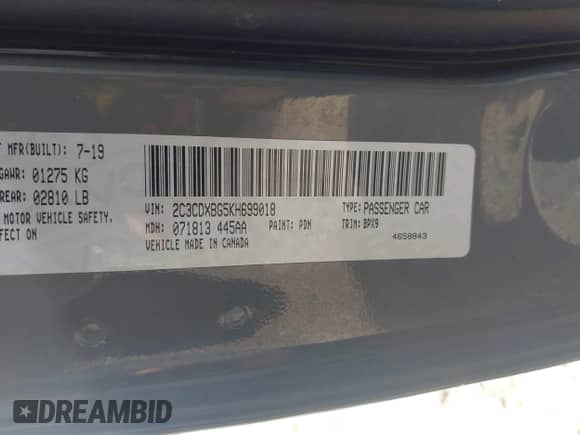 2019 Dodge Charger SXT with VIN 2C3CDXBG5KH699018, listed as a IAAI auction lot 42776124 with 127,773 mi miles and . Bid and sale history available at DreamBid. Image 9.