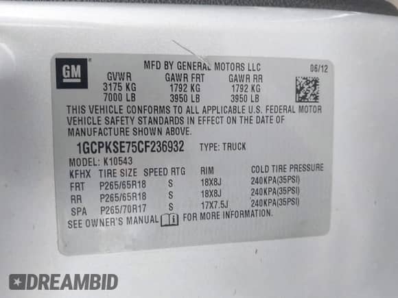 2012 Chevrolet Silverado 1500 LT с VIN 1GCPKSE75CF236932, выставлен на аукционе IAAI как лот 43348883 с пробегом Не указан миль и . История ставок и продаж доступна на DreamBid. Изображение 9.