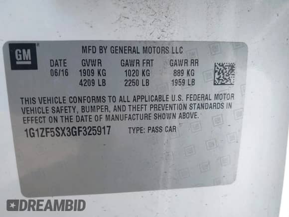 2016 Chevrolet Malibu LT с VIN 1G1ZF5SX3GF325917, выставлен на аукционе IAAI как лот 42850547 с пробегом 116 260 миль миль и . История ставок и продаж доступна на DreamBid. Изображение 9.