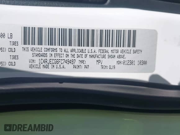 2015 Jeep Grand Cherokee Overland с VIN 1C4RJECG6FC749497, выставлен на аукционе IAAI как лот 43031438 с пробегом 98 111 миль миль и . История ставок и продаж доступна на DreamBid. Изображение 9.