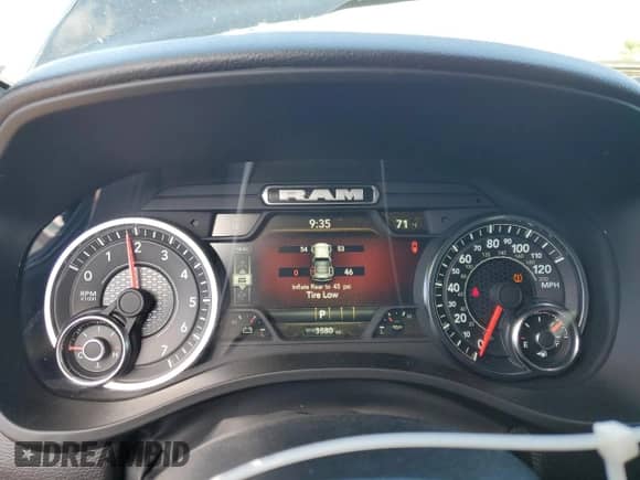 2025 Ram 1500 Warlock with VIN 1C6SRFGP7SN697913, listed as a Copart auction lot 57981245 with 3,580 mi miles and Salvage title. Bid and sale history available at DreamBid. Image 9.