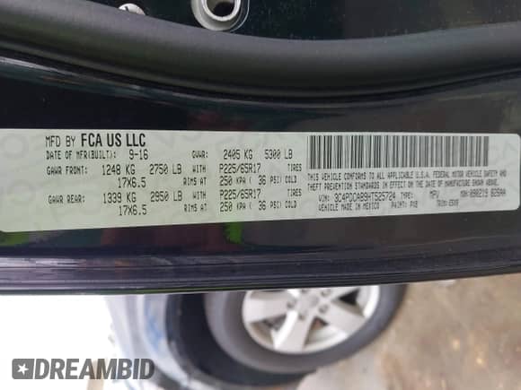 2017 Dodge Journey SE с VIN 3C4PDCAB9HT525724, выставлен на аукционе IAAI как лот 43427969 с пробегом 178 568 миль миль и . История ставок и продаж доступна на DreamBid. Изображение 9.