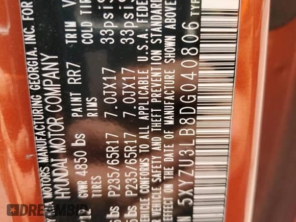 2013 Hyundai Santa Fe Sport с VIN 5XYZU3LB8DG040806, выставлен на аукционе Copart как лот 66485745 с пробегом 191 707 миль миль и Чистый • Clean title. История ставок и продаж доступна на DreamBid. Изображение 13.