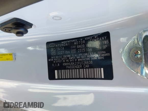 2015 Hyundai Genesis Coupe Ultimate с VIN KMHHU6KJ1FU126638, выставлен на аукционе IAAI как лот 41378169 с пробегом 100 576 миль миль и . История ставок и продаж доступна на DreamBid. Изображение 9.