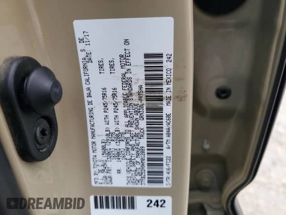 2017 Toyota Tacoma SR5 with VIN 3TMBZ5DN9HM012089, listed as a Copart auction lot 86295415 with 221,378 mi miles and Salvage title. Bid and sale history available at DreamBid. Image 13.