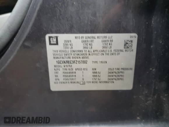 2015 Chevrolet Silverado 1500 LT with VIN 1GCVKREC3FZ157002, listed as a Copart auction lot 89494745 with 135,004 mi miles and Clean title. Bid and sale history available at DreamBid. Image 12.