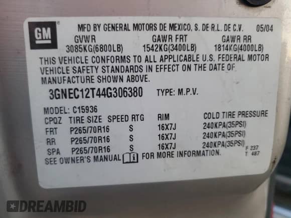 2004 Chevrolet Avalanche с VIN 3GNEC12T44G306380, выставлен на аукционе Copart как лот 49103035 с пробегом Не указан миль и Списание • Salvage title. История ставок и продаж доступна на DreamBid. Изображение 12.