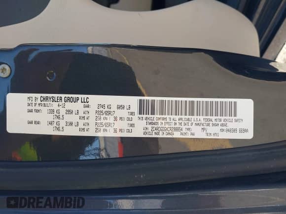 2012 Dodge Grand Caravan Crew z VIN 2C4RDGDGXCR298854, wystawiony jako IAAI lot #42736455 z przebiegiem 112 968 mil mil oraz . Historia ofert i sprzedaży dostępna na DreamBid. Obrazek 9.