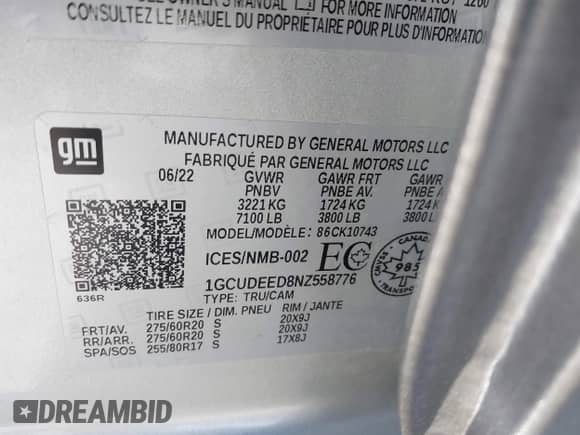 2022 Chevrolet Silverado 1500 RST z VIN 1GCUDEED8NZ558776, wystawiony jako IAAI lot #41374887 z przebiegiem Nie podano mil oraz . Historia ofert i sprzedaży dostępna na DreamBid. Obrazek 9.