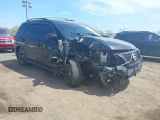 2019 Nissan Pathfinder Platinum with VIN 5N1DR2MMXKC617838, listed as a IAAI auction lot 42067603 with 33,400 mi miles and . Bid and sale history available at DreamBid. Image 1.