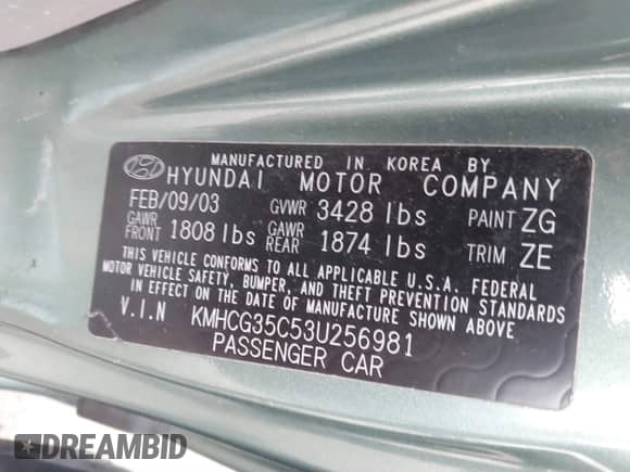 2003 Hyundai Accent GL с VIN KMHCG35C53U256981, выставлен на аукционе IAAI как лот 41317375 с пробегом 73 522 миль миль и . История ставок и продаж доступна на DreamBid. Изображение 9.