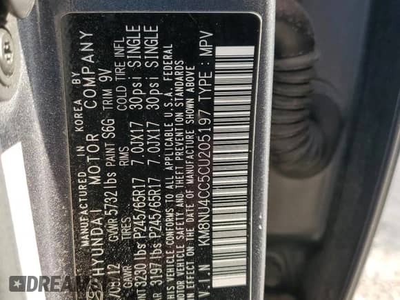 2012 Hyundai Veracruz Limited z VIN KM8NU4CC5CU205197, wystawiony jako Copart lot #64968815 z przebiegiem 130 296 mil mil oraz Szkoda całkowita • Salvage title. Historia ofert i sprzedaży dostępna na DreamBid. Obrazek 13.