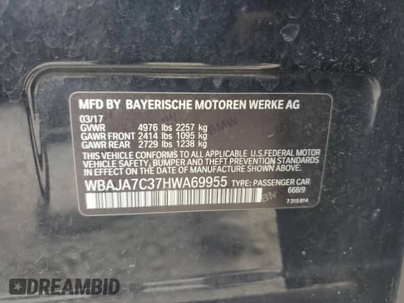 2017 BMW 5 Series 530i xDrive с VIN WBAJA7C37HWA69955, выставлен на аукционе Copart как лот 80505115 с пробегом 95 554 миль миль и Списание • Salvage title. История ставок и продаж доступна на DreamBid. Изображение 12.