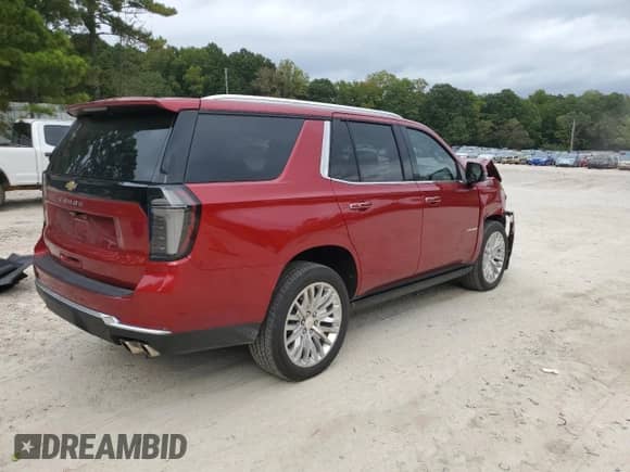 2025 Chevrolet Tahoe High Country с VIN 1GNS6TRL9SR163189, выставлен на аукционе Copart как лот 81037865 с пробегом 10 579 миль миль и Списание • Salvage title. История ставок и продаж доступна на DreamBid. Изображение 3.
