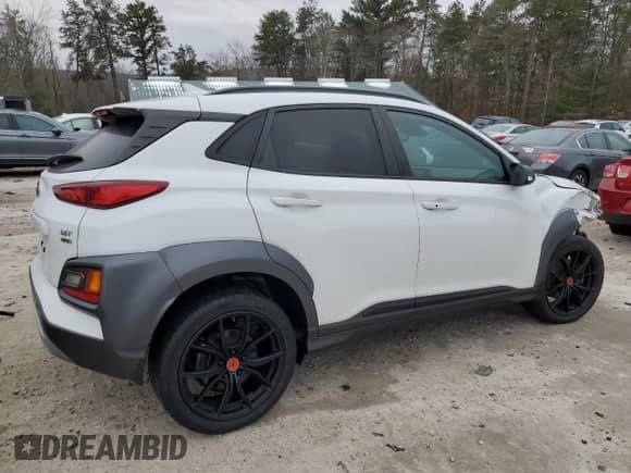 2021 Hyundai Kona Night Edition with VIN KM8K6CA51MU669598, listed as a Copart auction lot 42769635 with 57,329 mi miles and Salvage title. Bid and sale history available at DreamBid. Image 3.