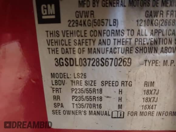 2008 Saturn VUE z VIN 3GSDL03728S670269, wystawiony jako IAAI lot #42198791 z przebiegiem 167 643 mil mil oraz . Historia ofert i sprzedaży dostępna na DreamBid. Obrazek 9.