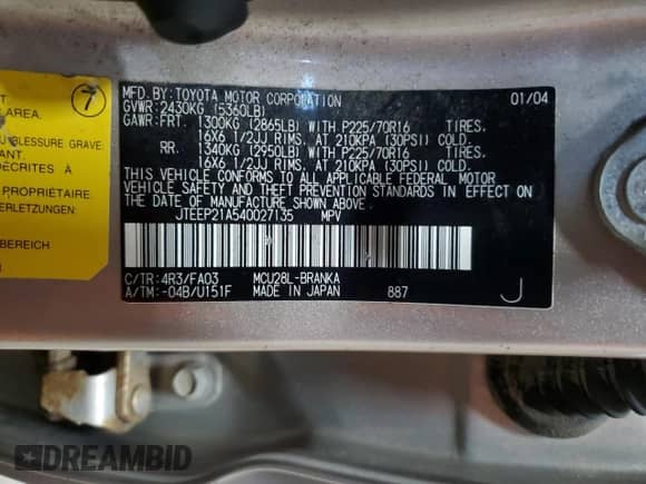 2004 Toyota Highlander с VIN JTEEP21A540027135, выставлен на аукционе Copart как лот 82113265 с пробегом 181 940 миль миль и Чистый • Clean title. История ставок и продаж доступна на DreamBid. Изображение 13.