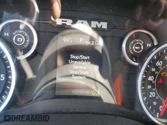 2025 Ram 1500 Tradesman with VIN 1C6RRFGGXSN674348, listed as a Copart auction lot 62982755 with 10,596 mi miles and Salvage title. Bid and sale history available at DreamBid. Image 9.
