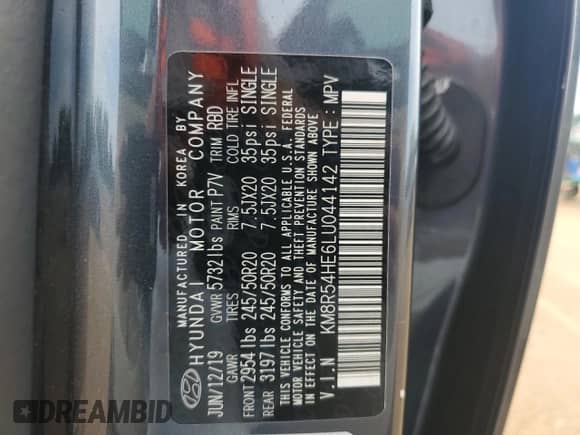 2020 Hyundai Palisade Limited с VIN KM8R54HE6LU044142, выставлен на аукционе Copart как лот 67856804 с пробегом 86 995 миль миль и Списание • Salvage title. История ставок и продаж доступна на DreamBid. Изображение 13.