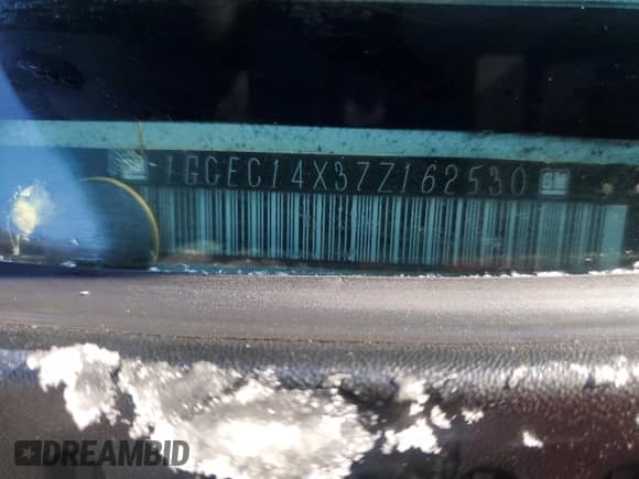 2007 Chevrolet Silverado 1500 Work Truck with VIN 1GCEC14X37Z162530, listed as a Copart auction lot 45347235 with 105,993 mi miles and Salvage title. Bid and sale history available at DreamBid. Image 13.