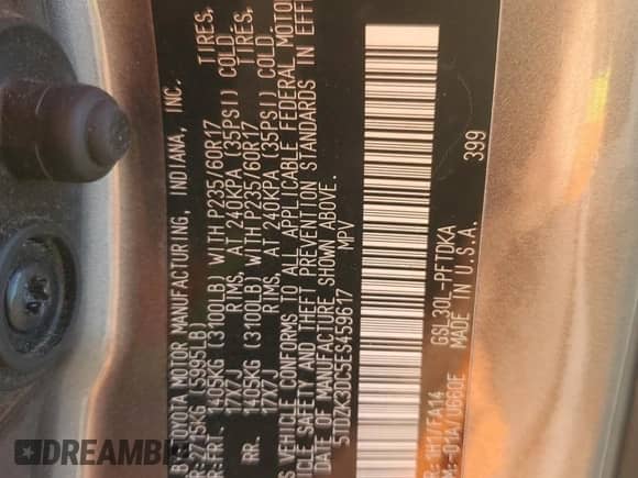 2014 Toyota Sienna L with VIN 5TDZK3DC5ES459617, listed as a Copart auction lot 85784815 with 162,085 mi miles and Salvage title. Bid and sale history available at DreamBid. Image 13.