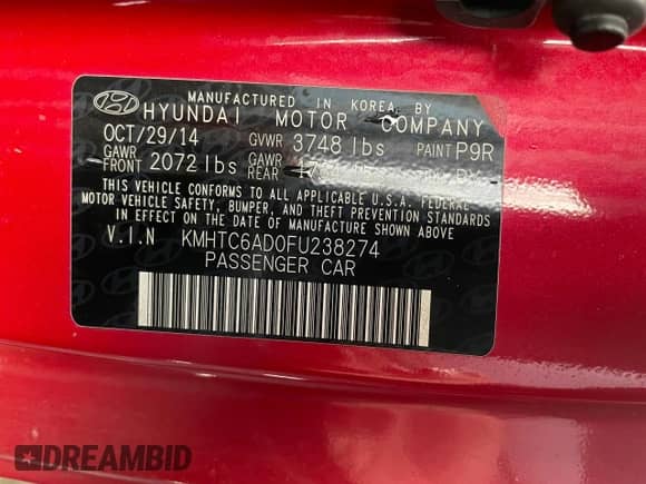 2015 Hyundai Veloster z VIN KMHTC6AD0FU238274, wystawiony jako Copart lot #45174464 z przebiegiem 143 112 mil mil oraz . Historia ofert i sprzedaży dostępna na DreamBid. Obrazek 10.