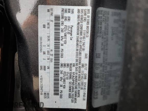 2017 Ford C-Max SE с VIN 1FADP5EU6HL102120, выставлен на аукционе Copart как лот 84581845 с пробегом 51 952 миль миль и Списание • Salvage title. История ставок и продаж доступна на DreamBid. Изображение 14.