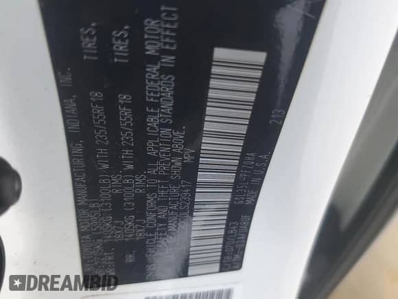 2020 Toyota Sienna XLE z VIN 5TDDZ3DC0LS239417, wystawiony jako Copart lot #68031765 z przebiegiem 85 516 mil mil oraz Szkoda całkowita • Salvage title. Historia ofert i sprzedaży dostępna na DreamBid. Obrazek 13.