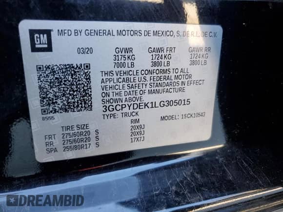 2020 Chevrolet Silverado 1500 LT z VIN 3GCPYDEK1LG305015, wystawiony jako Copart lot #87276455 z przebiegiem 199 296 mil mil oraz Czysty tytuł • Clean title. Historia ofert i sprzedaży dostępna na DreamBid. Obrazek 12.