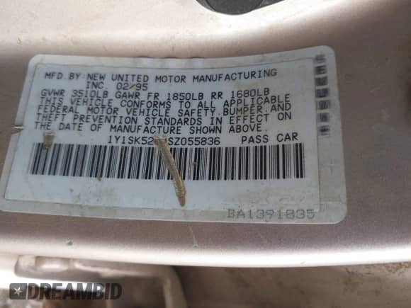 1995 Chevrolet Prizm с VIN 1Y1SK5280SZ055836, выставлен на аукционе IAAI как лот 42996935 с пробегом 155 628 миль миль и . История ставок и продаж доступна на DreamBid. Изображение 12.