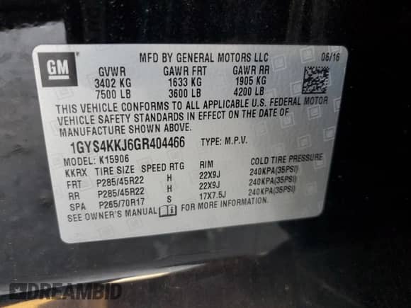2016 Cadillac Escalade ESV Platinum z VIN 1GYS4KKJ6GR404466, wystawiony jako Copart lot #58273245 z przebiegiem 153 194 mil mil oraz Czysty tytuł • Clean title. Historia ofert i sprzedaży dostępna na DreamBid. Obrazek 12.