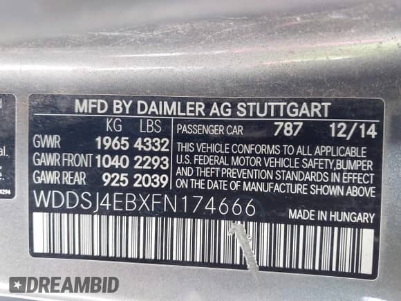 2015 Mercedes-Benz CLA 250 с VIN WDDSJ4EBXFN174666, выставлен на аукционе IAAI как лот 43399862 с пробегом 132 114 миль миль и . История ставок и продаж доступна на DreamBid. Изображение 9.