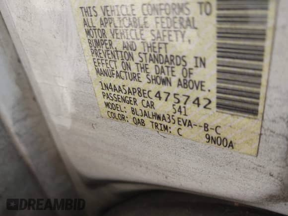 2014 Nissan Maxima SV с VIN 1N4AA5AP8EC475742, выставлен на аукционе IAAI как лот 43307498 с пробегом 224 098 миль миль и . История ставок и продаж доступна на DreamBid. Изображение 9.