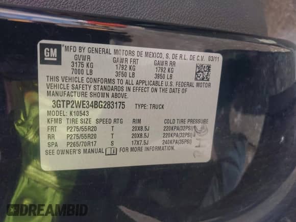2011 GMC Sierra 1500 SLT с VIN 3GTP2WE34BG283175, выставлен на аукционе IAAI как лот 42681744 с пробегом 124 863 миль миль и . История ставок и продаж доступна на DreamBid. Изображение 9.