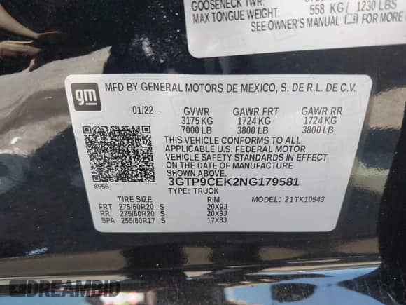 2022 GMC Sierra 1500 Elevation with VIN 3GTP9CEK2NG179581, listed as a IAAI auction lot 43222624 with 46,685 mi miles and . Bid and sale history available at DreamBid. Image 9.