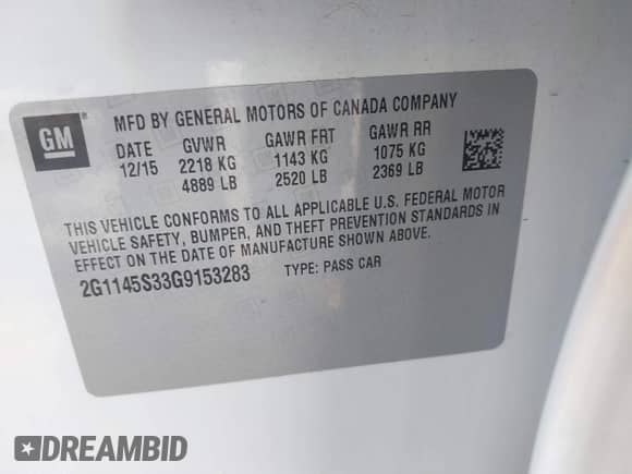 2016 Chevrolet Impala LTZ z VIN 2G1145S33G9153283, wystawiony jako IAAI lot #41465033 z przebiegiem 125 547 mil mil oraz . Historia ofert i sprzedaży dostępna na DreamBid. Obrazek 9.