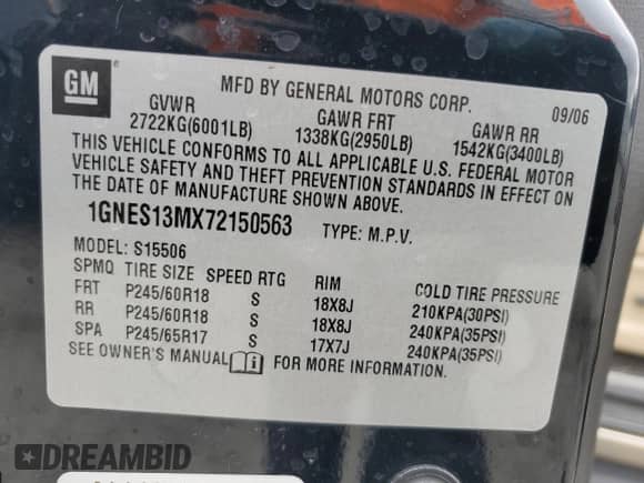 2007 Chevrolet TrailBlazer LT с VIN 1GNES13MX72150563, выставлен на аукционе Copart как лот 51182455 с пробегом 166 333 миль миль и Списание • Salvage title. История ставок и продаж доступна на DreamBid. Изображение 13.