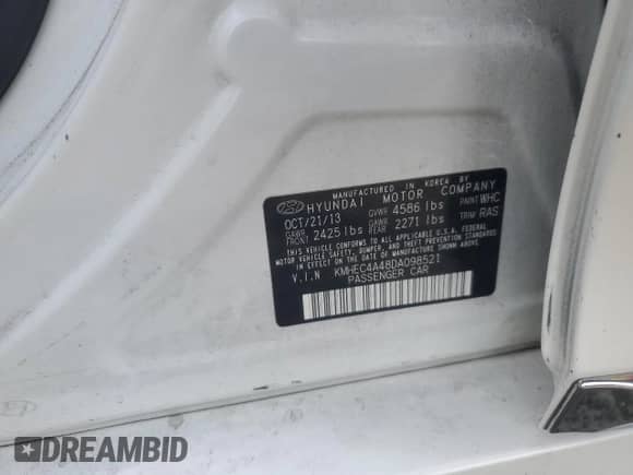 2013 Hyundai Sonata Limited with VIN KMHEC4A48DA098521, listed as a Copart auction lot 81885835 with 253,373 mi miles and Salvage title. Bid and sale history available at DreamBid. Image 12.