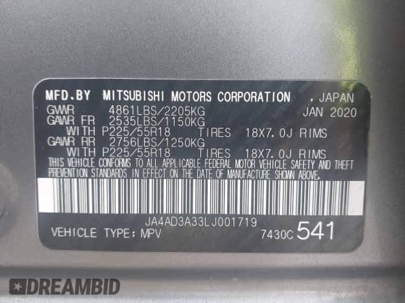 2020 Mitsubishi Outlander SE z VIN JA4AD3A33LJ001719, wystawiony jako IAAI lot #42270888 z przebiegiem 95 794 mil mil oraz . Historia ofert i sprzedaży dostępna na DreamBid. Obrazek 9.