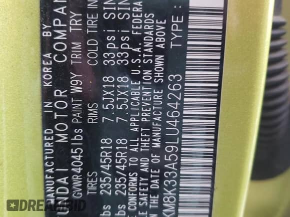 2020 Hyundai Kona Limited с VIN KM8K33A59LU464263, выставлен на аукционе Copart как лот 61108762 с пробегом 19 614 миль миль и . История ставок и продаж доступна на DreamBid. Изображение 10.