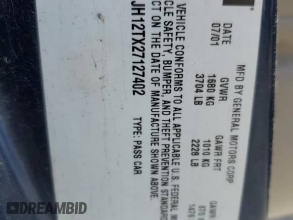 2002 Chevrolet Cavalier LS Sport z VIN 1G1JH12TX27127402, wystawiony jako Copart lot #57096165 z przebiegiem 217 999 mil mil oraz Szkoda całkowita • Salvage title. Historia ofert i sprzedaży dostępna na DreamBid. Obrazek 12.