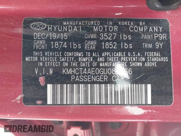 2016 Hyundai Accent SE с VIN KMHCT4AE0GU083966, выставлен на аукционе IAAI как лот 41950560 с пробегом Не указан миль и . История ставок и продаж доступна на DreamBid. Изображение 9.