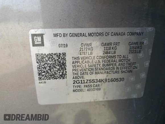 2019 Chevrolet Impala LT с VIN 2G11Z5S34K9160530, выставлен на аукционе Copart как лот 80879245 с пробегом 76 538 миль миль и Списание • Salvage title. История ставок и продаж доступна на DreamBid. Изображение 13.