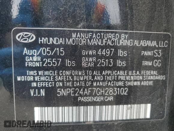 2016 Hyundai Sonata SE z VIN 5NPE24AF7GH283102, wystawiony jako Copart lot #70544425 z przebiegiem 127 623 mil mil oraz Szkoda całkowita • Salvage title. Historia ofert i sprzedaży dostępna na DreamBid. Obrazek 13.
