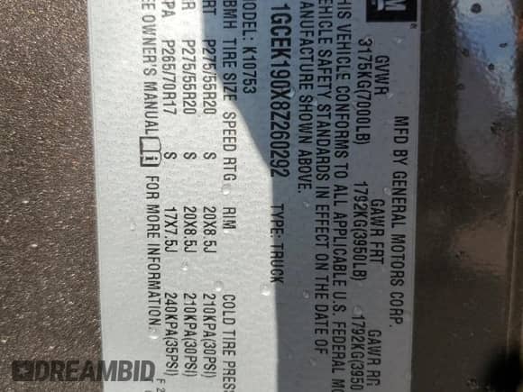 2008 Chevrolet Silverado 1500 1LT с VIN 1GCEK190X8Z260292, выставлен на аукционе Copart как лот 85881325 с пробегом 191 158 миль миль и Списание • Salvage title. История ставок и продаж доступна на DreamBid. Изображение 12.