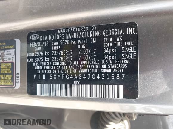 2018 Kia Sorento L с VIN 5XYPG4A34JG431687, выставлен на аукционе IAAI как лот 42753722 с пробегом 81 100 миль миль и . История ставок и продаж доступна на DreamBid. Изображение 9.