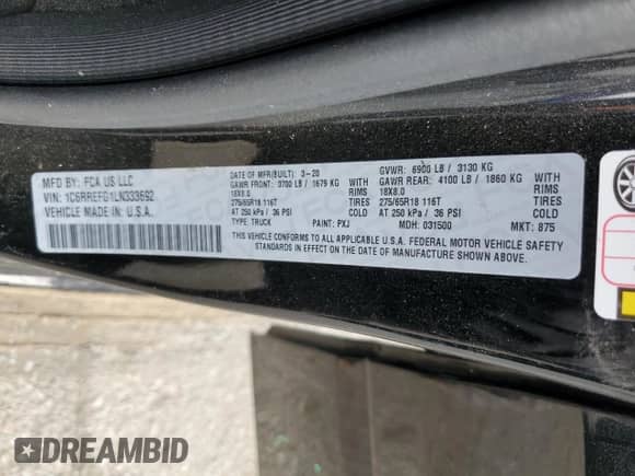 2020 Ram 1500 Big Horn z VIN 1C6RREFG1LN333692, wystawiony jako Copart lot #84649694 z przebiegiem 67 046 mil mil oraz Szkoda całkowita • Salvage title. Historia ofert i sprzedaży dostępna na DreamBid. Obrazek 13.