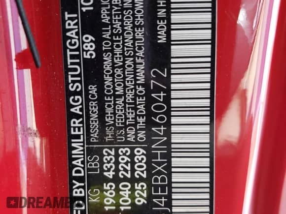 2017 Mercedes-Benz CLA 250 с VIN WDDSJ4EBXHN460472, выставлен на аукционе Copart как лот 84612105 с пробегом 49 685 миль миль и Списание • Salvage title. История ставок и продаж доступна на DreamBid. Изображение 13.