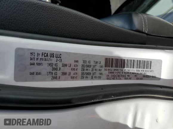 2019 Dodge Durango R/T с VIN 1C4SDHCT8KC701016, выставлен на аукционе Copart как лот 54449255 с пробегом 74 553 миль миль и Чистый • Clean title. История ставок и продаж доступна на DreamBid. Изображение 13.