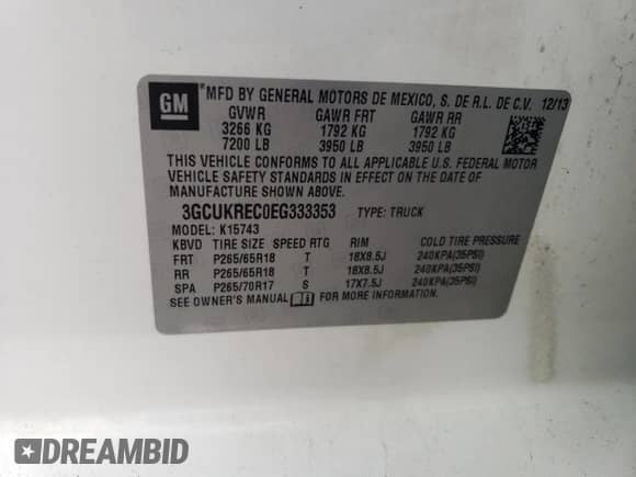 2014 Chevrolet Silverado 1500 LT с VIN 3GCUKREC0EG333353, выставлен на аукционе Copart как лот 90521425 с пробегом 231 480 миль миль и Чистый • Clean title. История ставок и продаж доступна на DreamBid. Изображение 12.